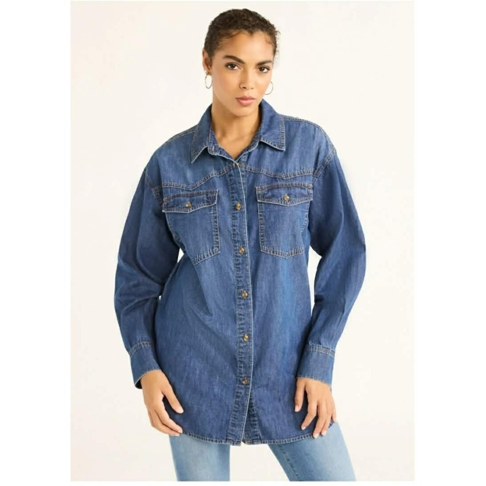 Classic Denim Button-Down Shirt - Blue